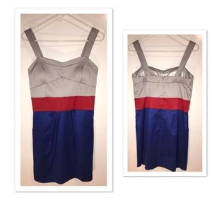 Grey Red Blue Tricolor dress
